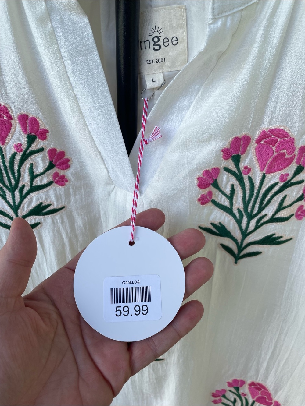 Umgee Large NWT White Pink Floral Embroidered Ruffle Mini Dress - Picture 3 of 8